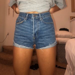 High waisted denim shorts